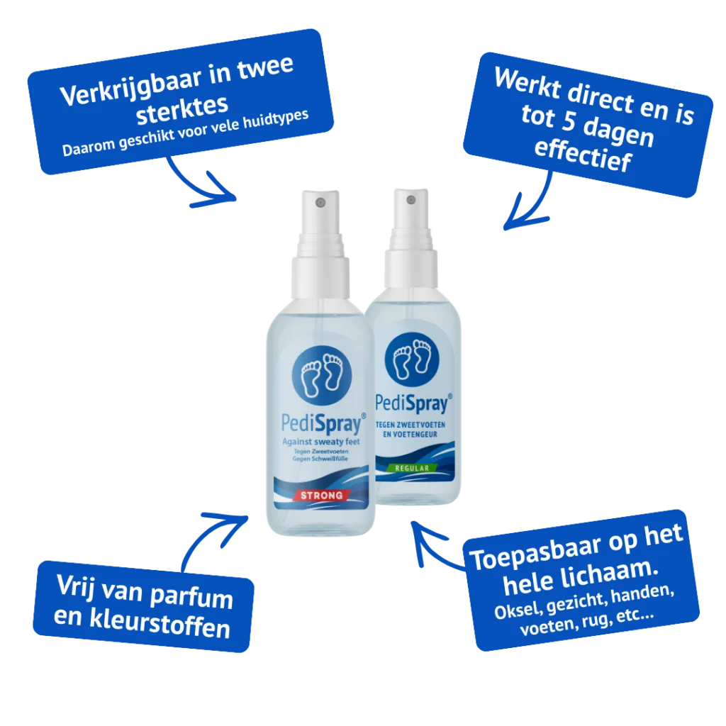 PediSpray® sur pieds secs : réduction de la transpiration et désinfection de la peau